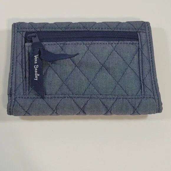 Vera Bradley Quilted‎ Blue Eoro Wallet Small Compact Tri Fold Floral Interior - Picture 3 of 7